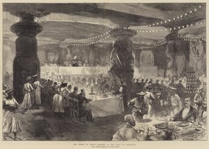 O Príncipe de Gales almoçando nas Cavernas de Elefanta